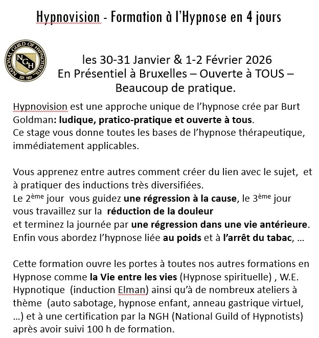 Formation Hypnose Janvier 2026